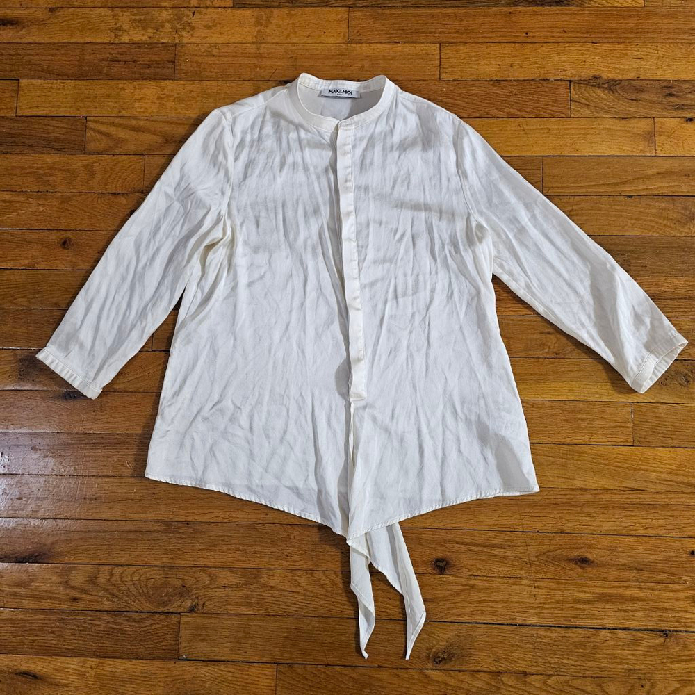 MAX&MOI White Silk Elastane Blouse Size 34